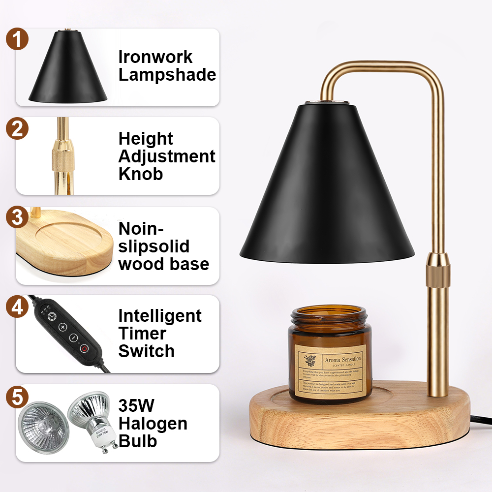 Candle Making Wax Melter - Black Candle Warmer Lamp with Timer