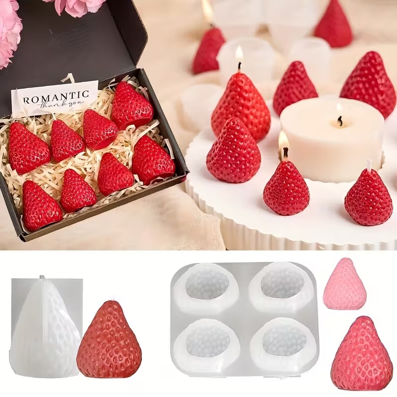 Candle Making Moulds - Strawberry Silicone Candle Mold for DIY
