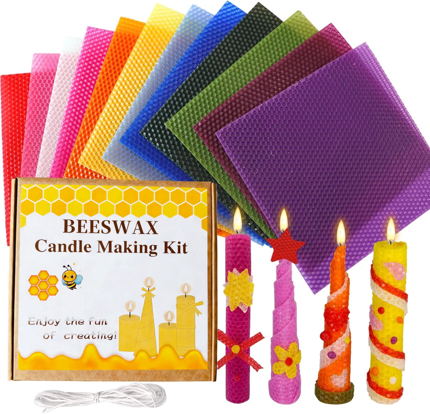 Candle Making Kit For Beginners - Beeswax Candle Making Kit 12pcs 8