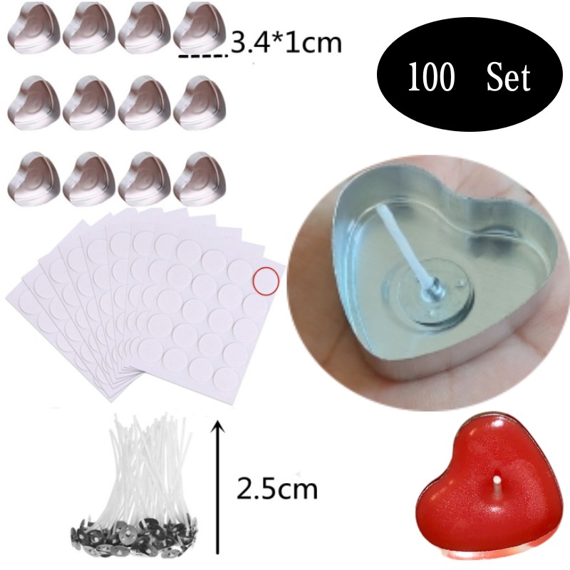 100 Sets Heart shaped Empty Al - Candle Making Kit Diy ulasan dan harga
