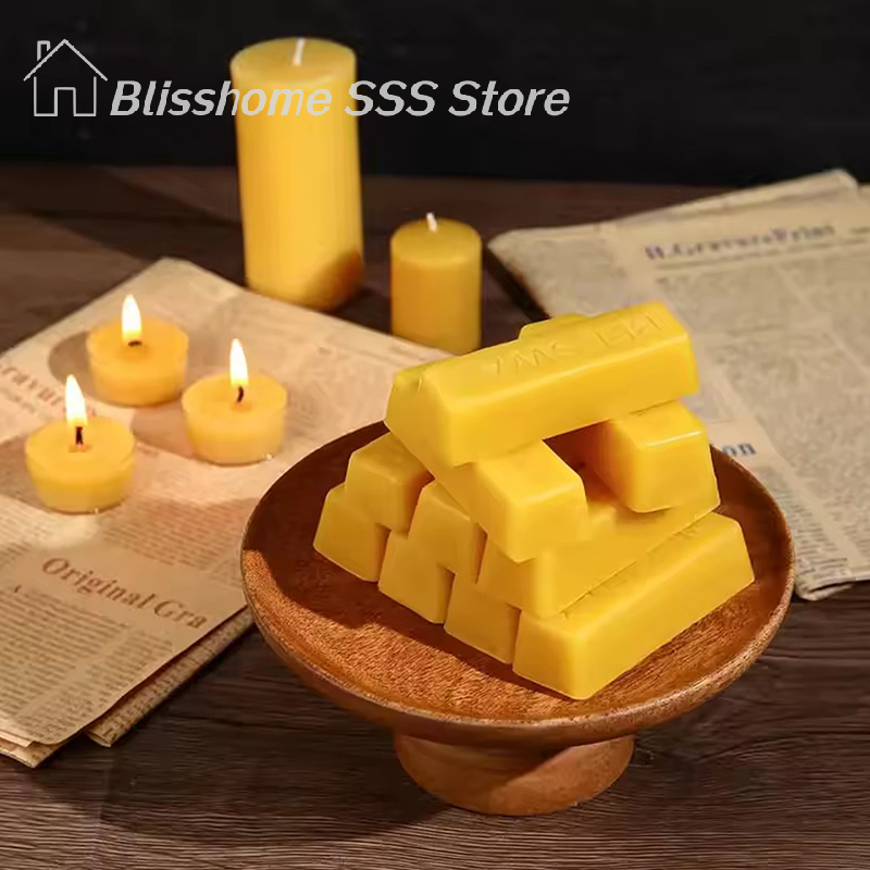 【S】4/8Pcs Pure Beeswax Blocks, - Candle Making Material ulasan dan harga