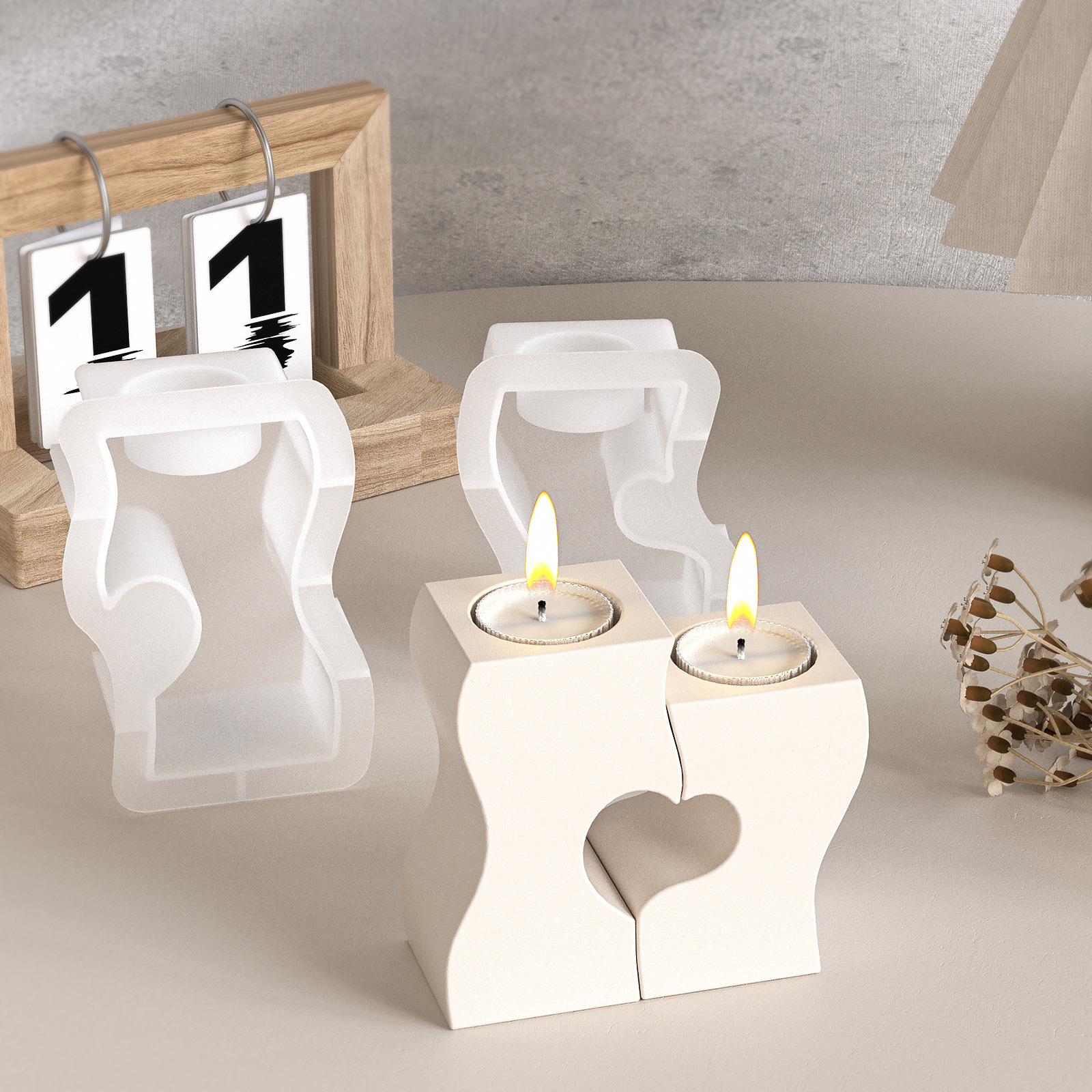 S Heart Candlestick Silicone M - Candle Making Moulds ulasan dan harga