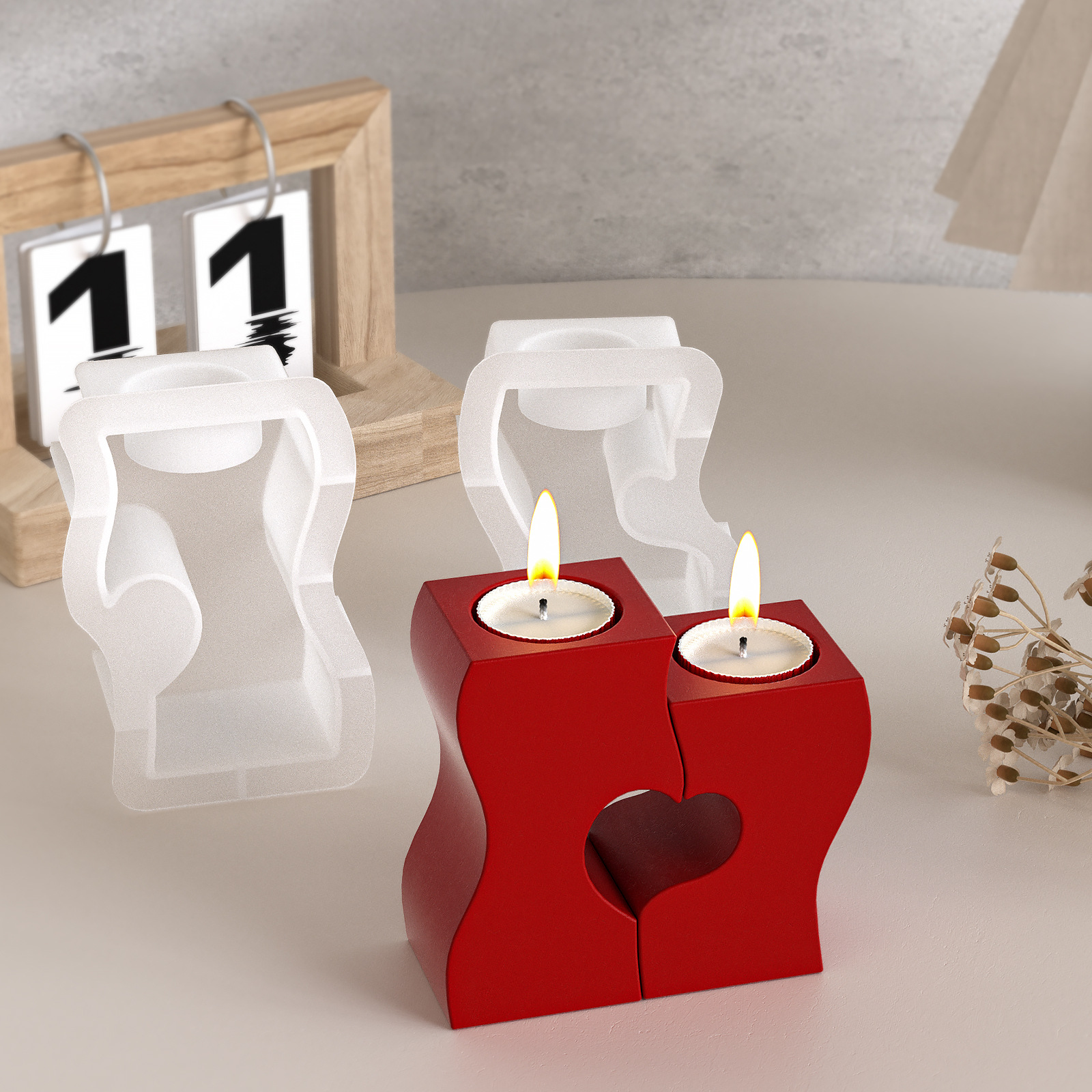 S Heart Candlestick Silicone M - Candle Making Moulds ulasan dan harga